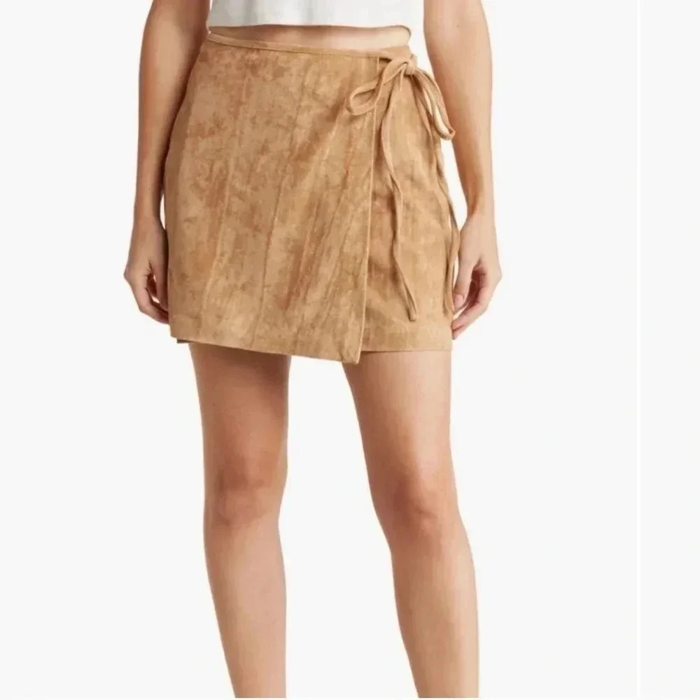 Blank NYC Faux Suede Wrap Mini Skirt NWT